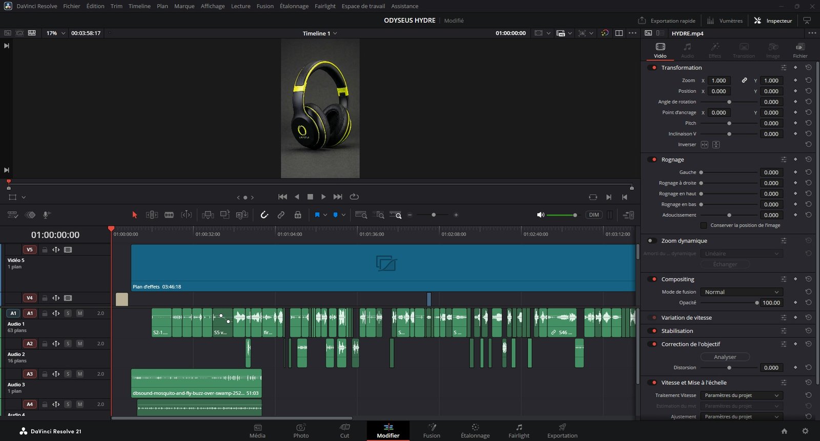 Montage & narration — DaVinci Resolve — Hydre ODYSSEUS